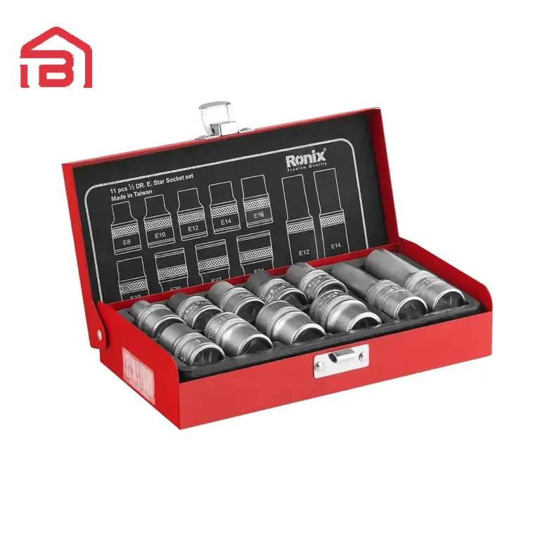 جعبه بکس 1/2 اینچ ستاره ای 11 پارچه E رونیکس مدل RH-2694